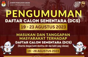 KPU Minut: Berikut Pengumuman DCS Pemilu 2024 di Kabupaten Minahasa Utara