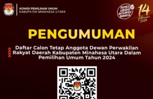 KPU Minahasa Utara Umumkan 341 Daftar Calon Tetap (DCT) Anggota DPRD Pada Pemilu 2024