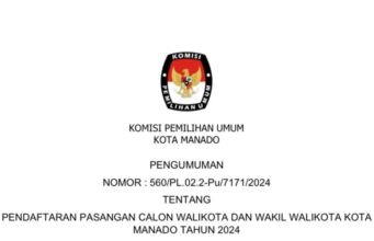KPU Manado Umumkan Pendaftaran Bakal Calon Pilwako 2024