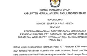 KPU Sitaro Siap Terima Masukan dan Tanggapan Masyarakat Bapaslon Pilkada 2024