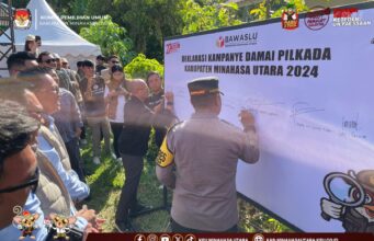 Sinergi KPU Minut dan Bawaslu, Ketua Hendra Lumanauw Hadiri Apel Siaga dan Deklarasi Kampanye Damai