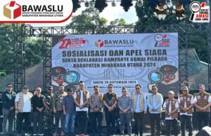 Bawaslu Minut Gelar Apel Siaga dan Deklarasi Damai. Rocky Ambar: Mari Ciptakan Politik Sejuk