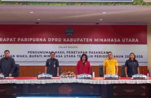 DPRD Minut Umumkan Hasil Penetapan Bupati dan Wakil Bupati Terpilih Melalui Rapat Paripurna